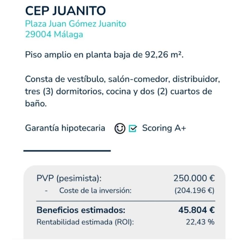 Andres J Reche| altadares.com|Inversión inmobiliaria|Urbei|Operaciones de inversión|Rentabilidad de inversión| ROI|