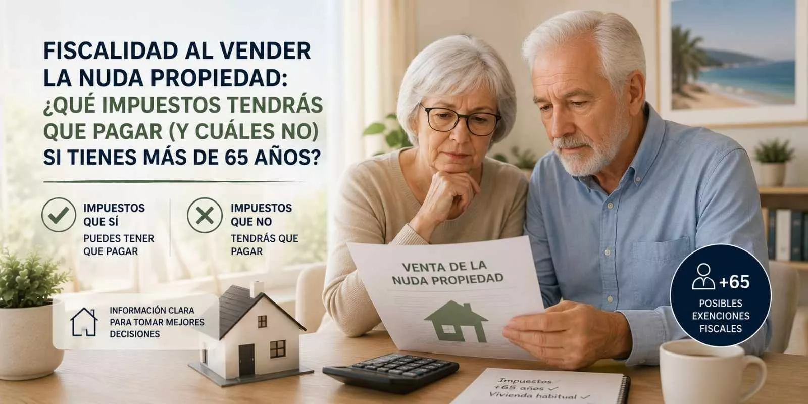 Fiscalidad al vender la nuda propiedad: ¿Qué impuestos tendrás que pagar (y cuáles no) si tienes más de 65 años?