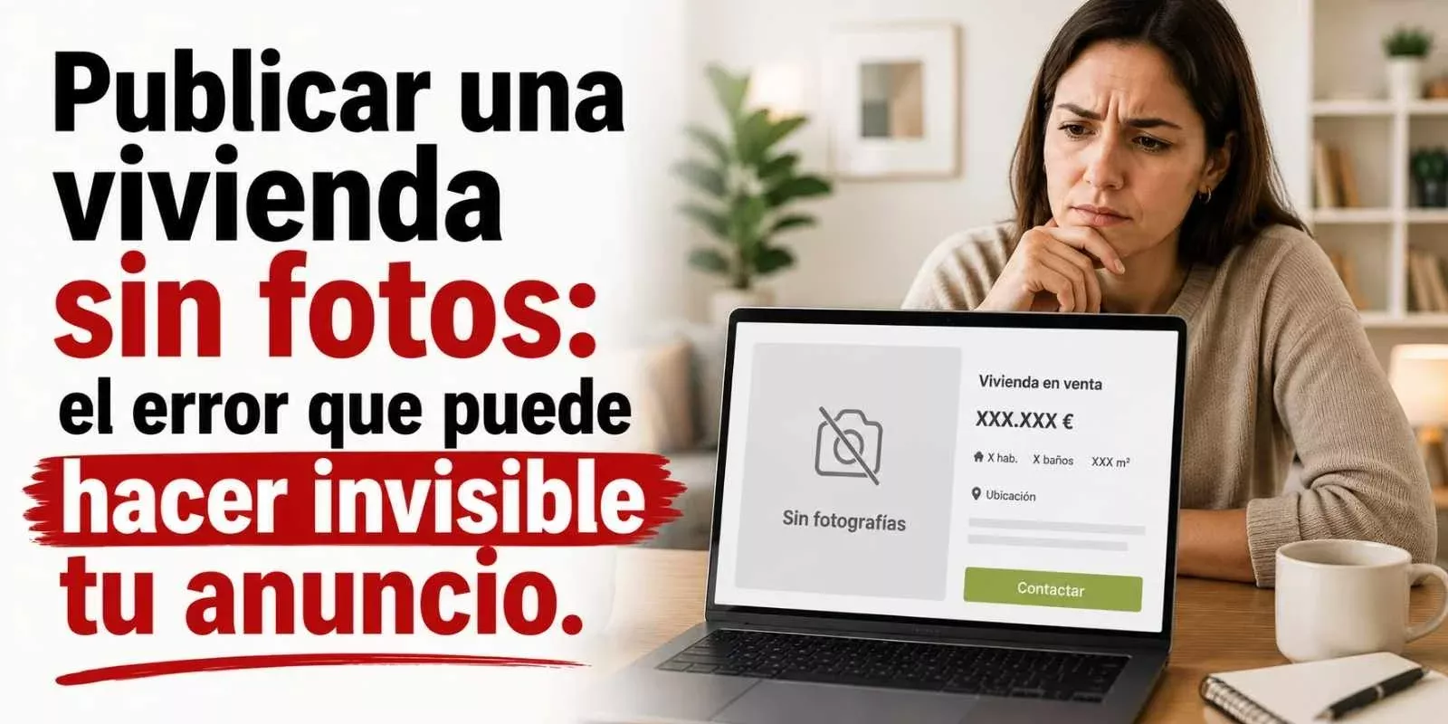 Publicar una vivienda sin fotos: el error que puede hacer invisible tu anuncio.