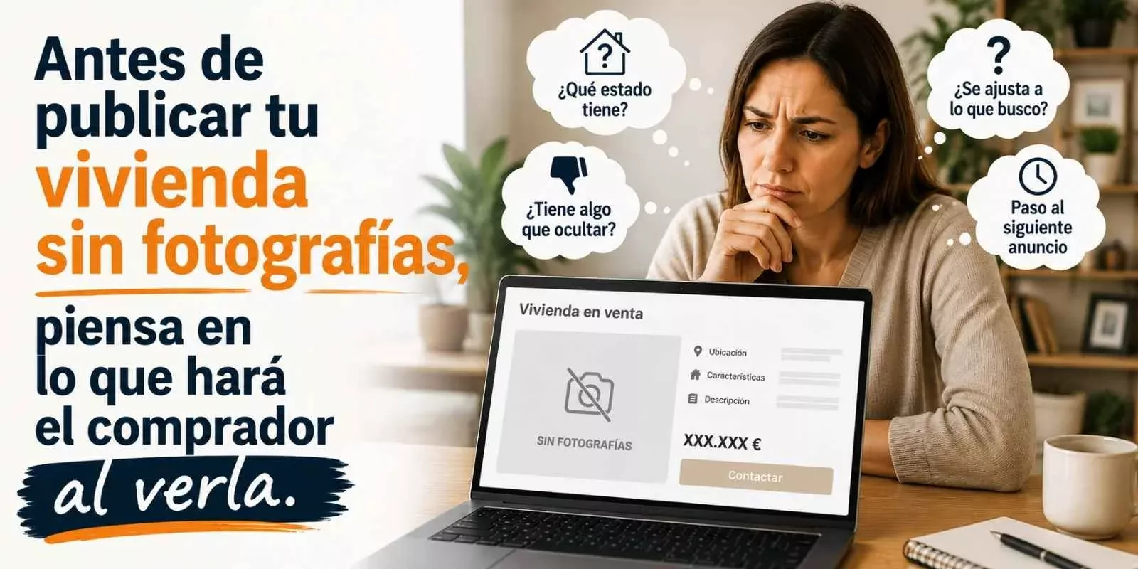 Antes de publicar tu vivienda sin fotografías, piensa en lo que hará el comprador al verla.