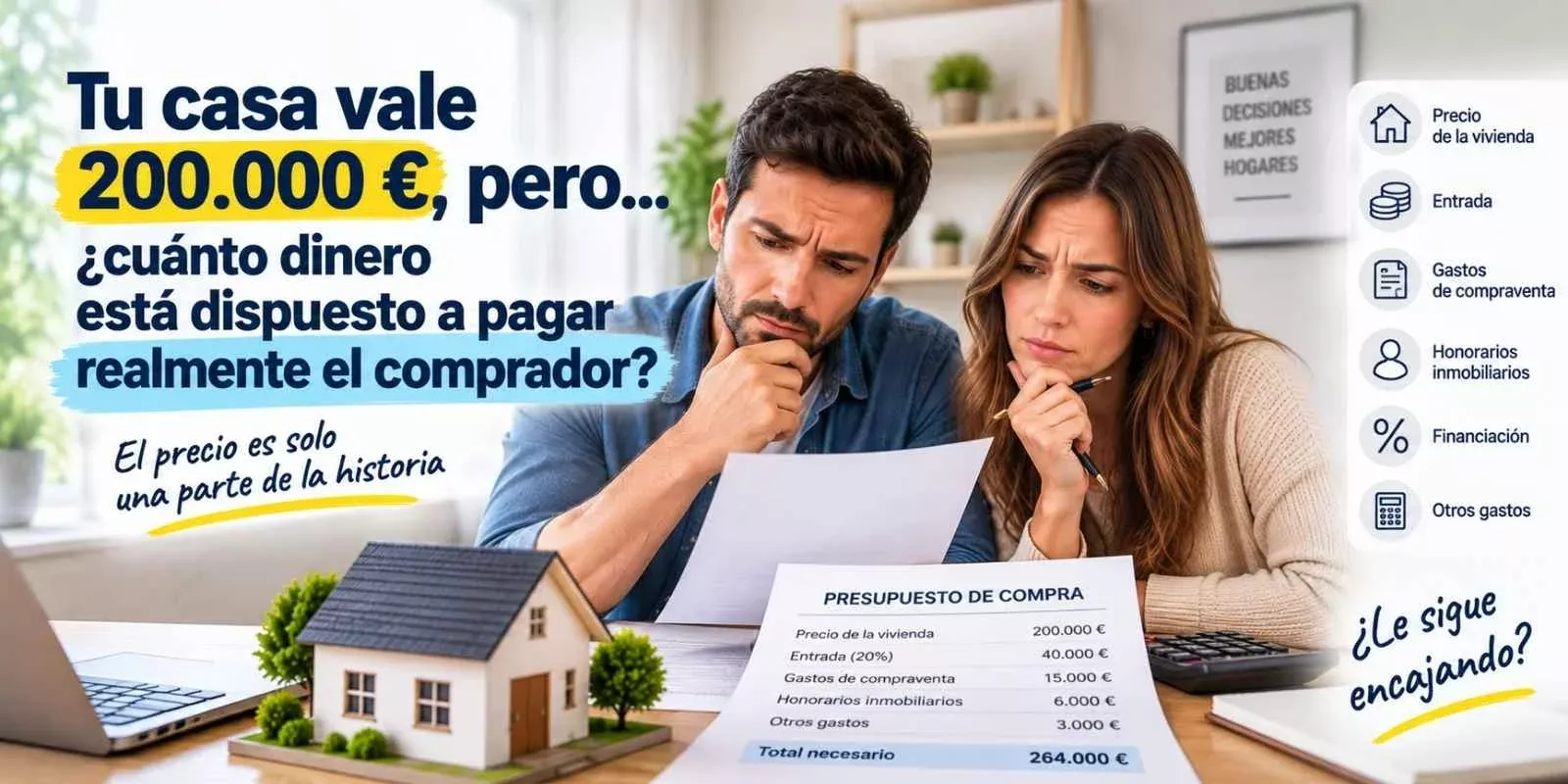 Tu casa vale 200.000 €, pero… ¿cuánto dinero está dispuesto a pagar realmente el comprador?